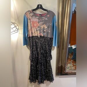 OOAK Upcycled Gap top with chiffon skirt Floral and Abstract Patterned Dress
